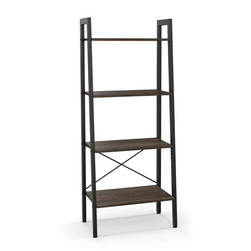 4-Tier Bookshelf with Metal Frame and Adjustable Foot Pads by DirectDeals