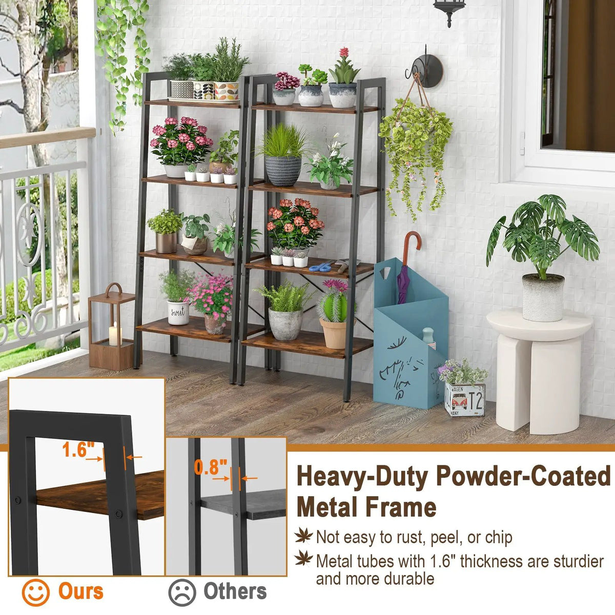 4-Tier Bookshelf with Metal Frame and Adjustable Foot Pads, photo 8 of 9