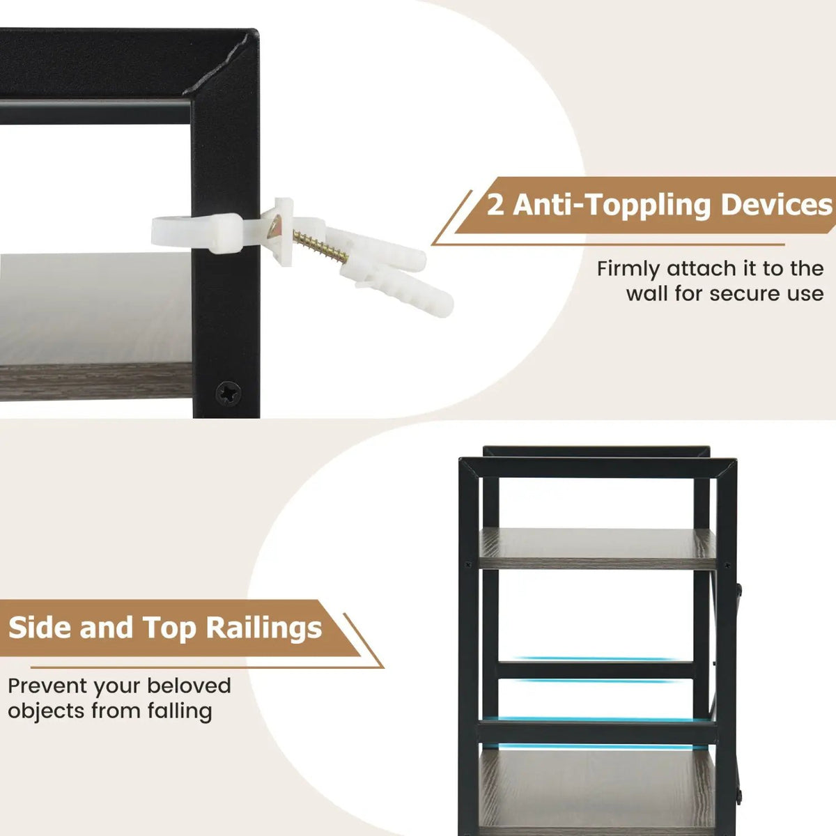 4-Tier Bookshelf Narrow Freestanding Display Shelf with Metal Frame, photo 6 of 16