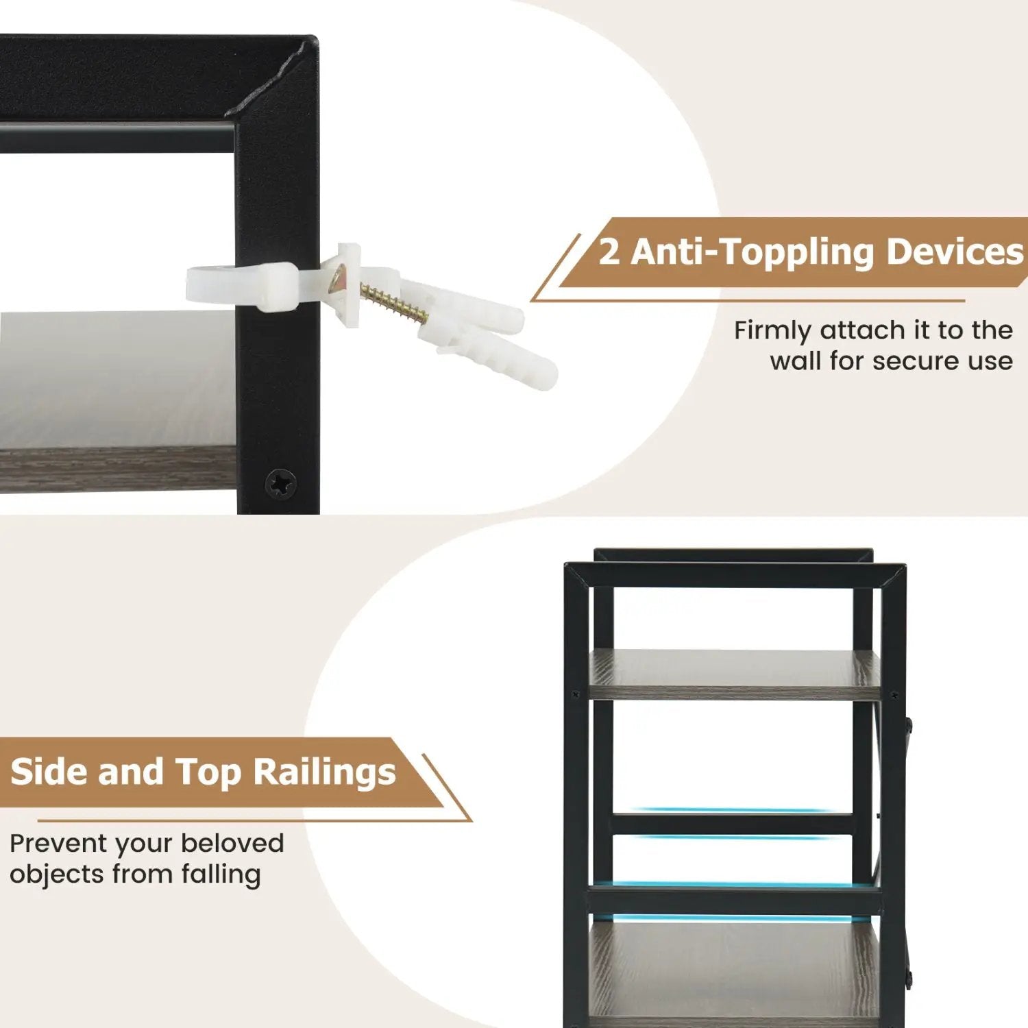 4-Tier Bookshelf Narrow Freestanding Display Shelf with Metal Frame by DirectDeals