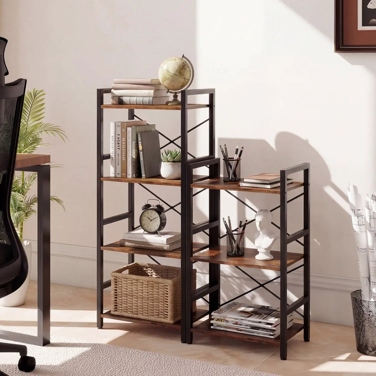 4-Tier Bookshelf Narrow Freestanding Display Shelf with Metal Frame, photo 15 of 16