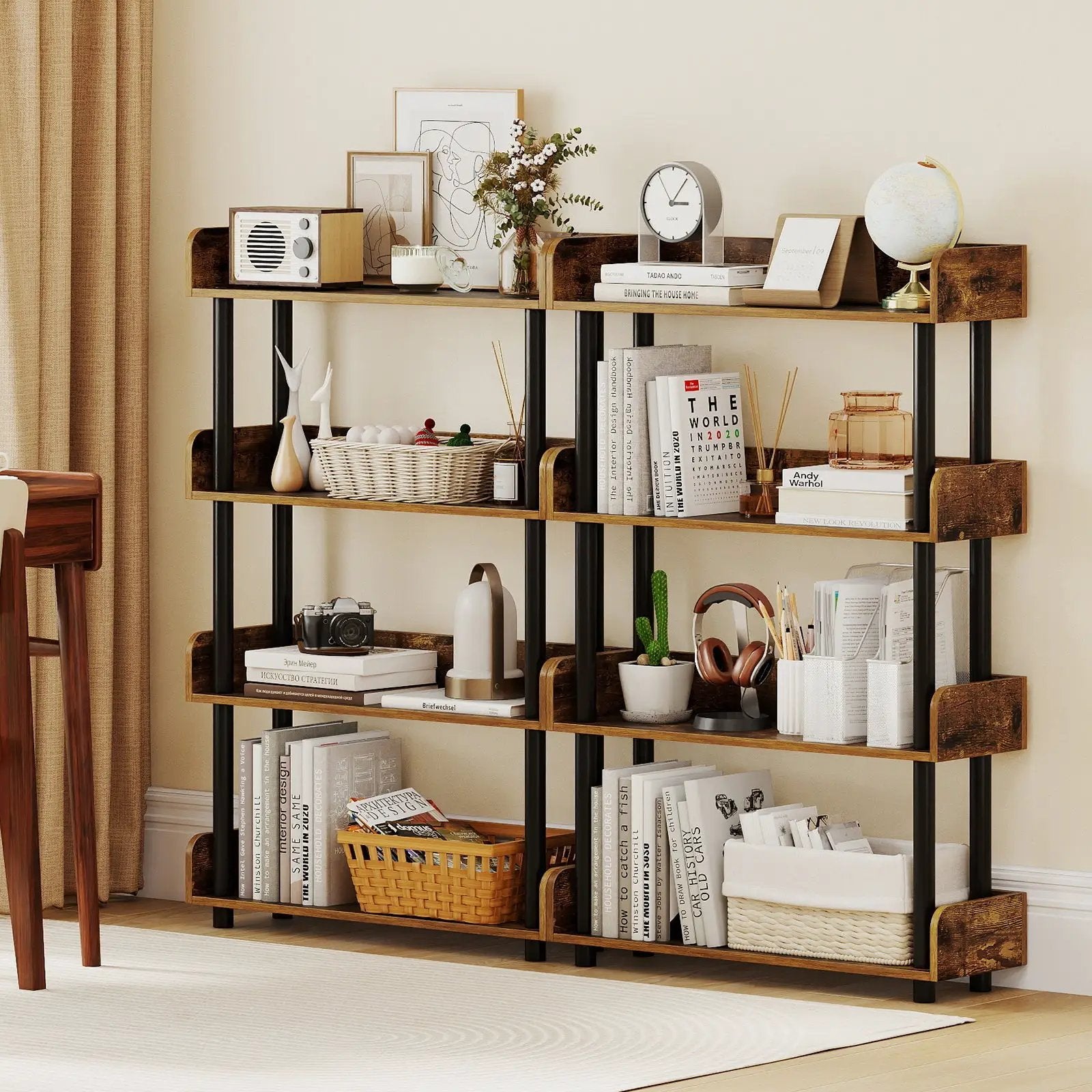 4-Tier Bookshelf Open Bookcase with Anti-Tipping Kit Industrial Storage Unit by DirectDeals