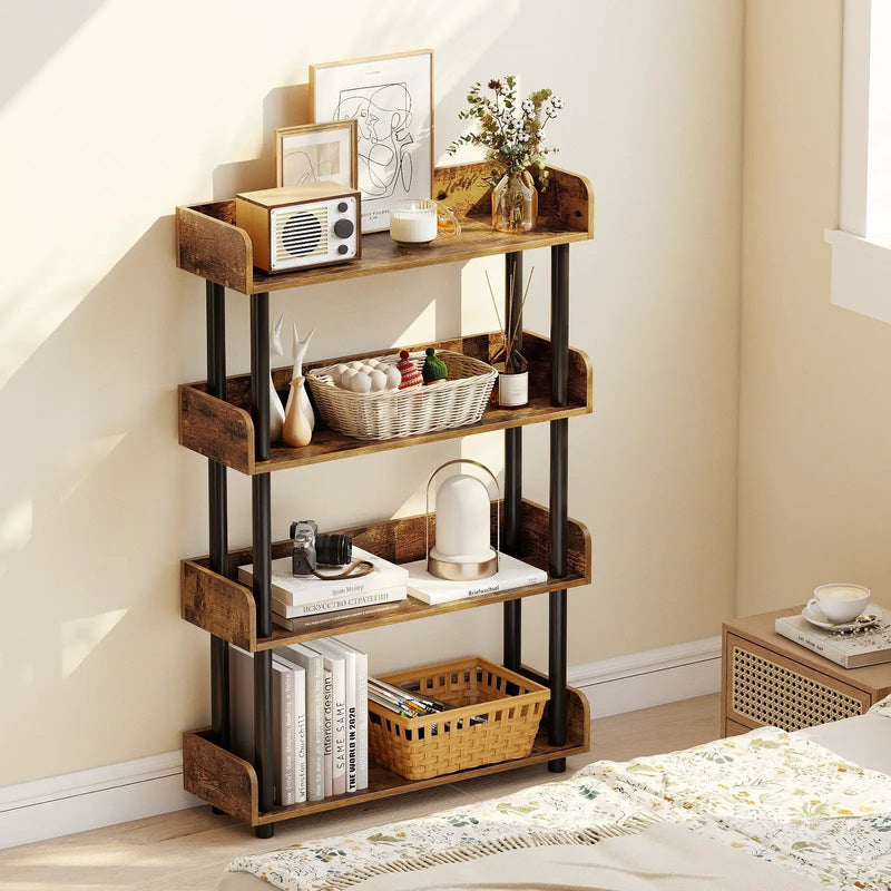 4-Tier Bookshelf Open Bookcase with Anti-Tipping Kit Industrial Storage Unit by DirectDeals