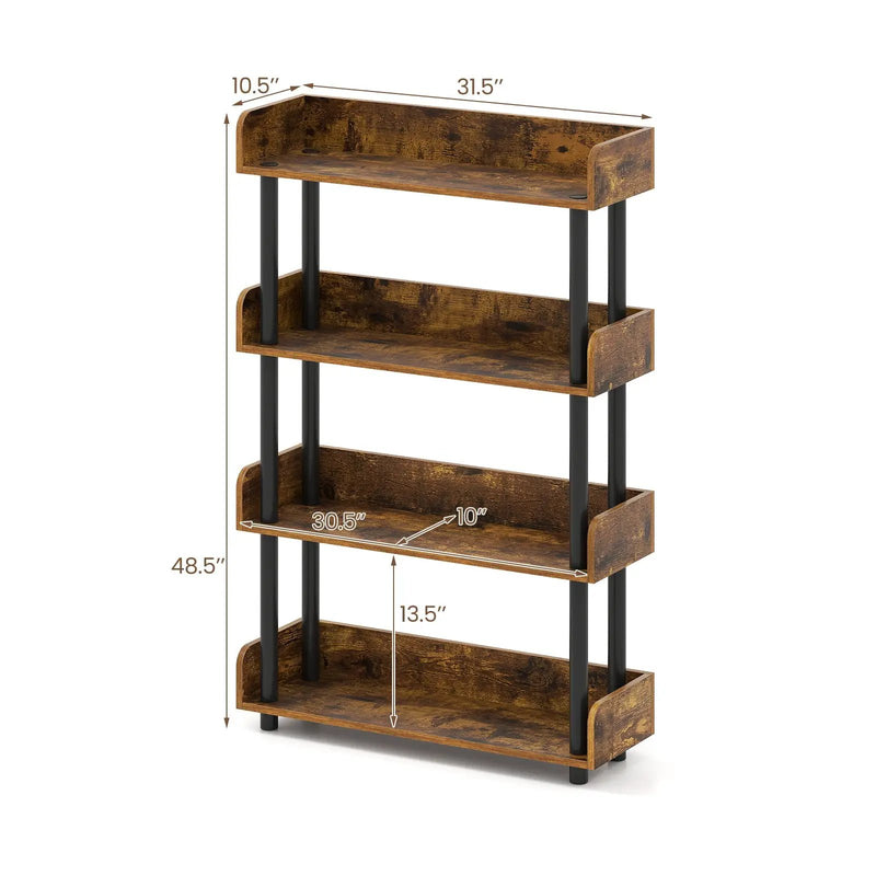 4-Tier Bookshelf Open Bookcase with Anti-Tipping Kit Industrial Storage Unit by DirectDeals