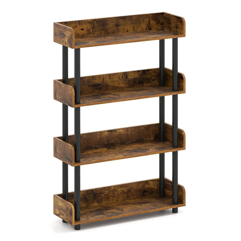 4-Tier Bookshelf Open Bookcase with Anti-Tipping Kit Industrial Storage Unit by DirectDeals