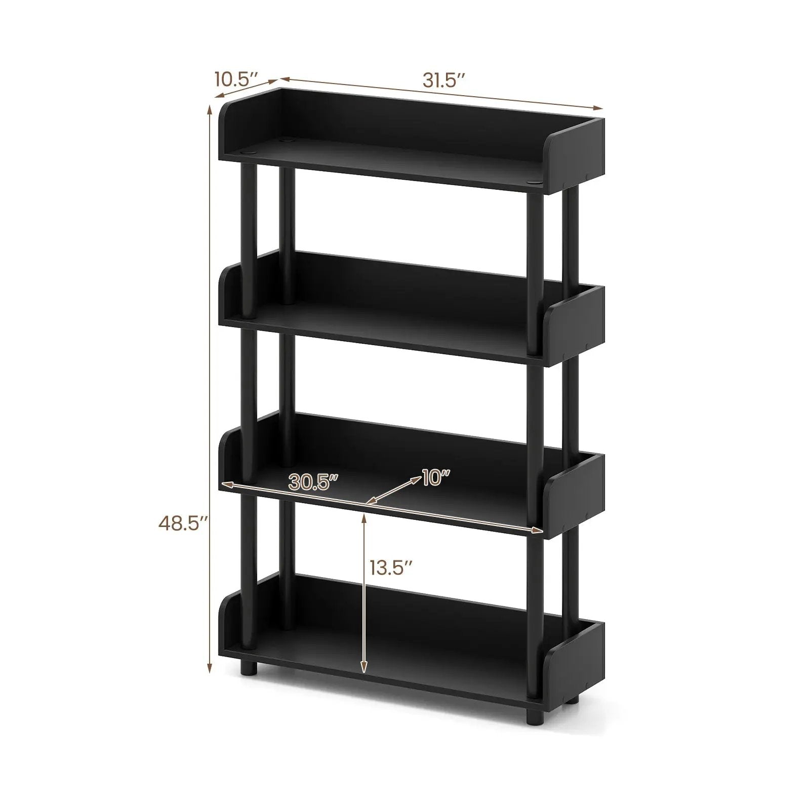 4-Tier Bookshelf Open Bookcase with Anti-Tipping Kit Industrial Storage Unit by DirectDeals