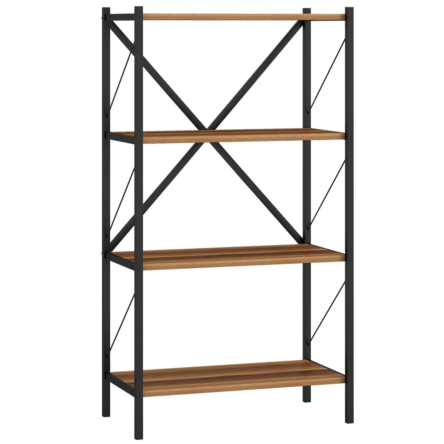 4-Tier Bookshelf with Heavy-Duty Metal Frame by DirectDeals