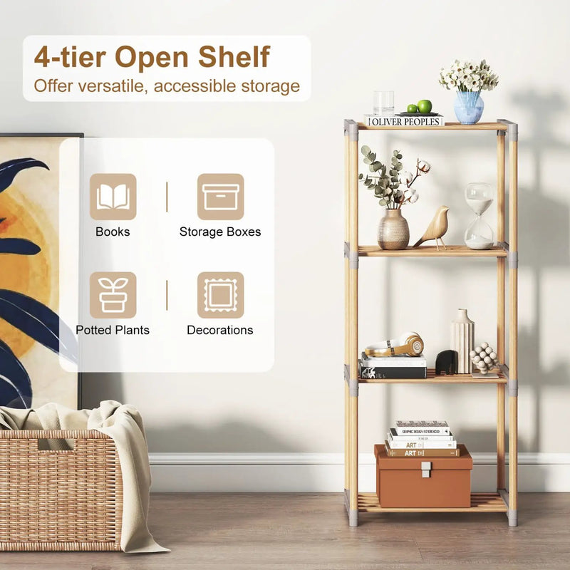 5-Tier Pine Wood Bookshelf with Open Shelves by DirectDeals