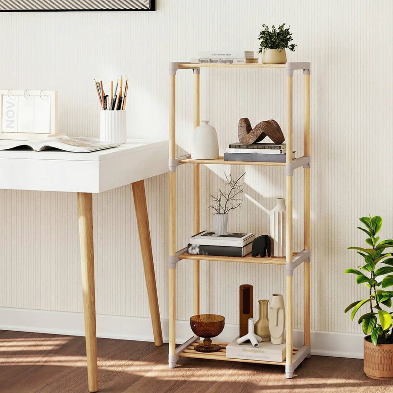 5-Tier Pine Wood Bookshelf with Open Shelves by DirectDeals