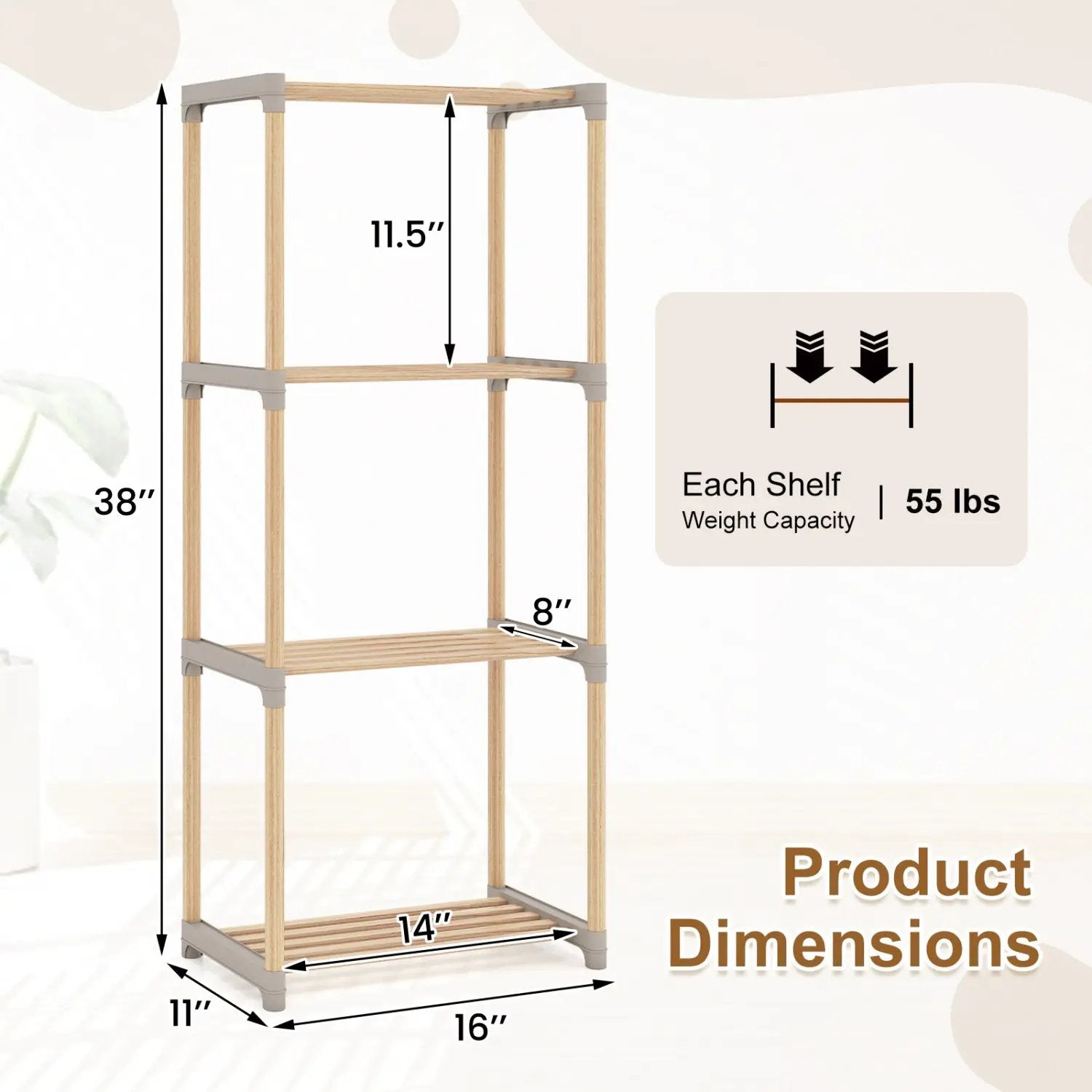5-Tier Pine Wood Bookshelf with Open Shelves by DirectDeals