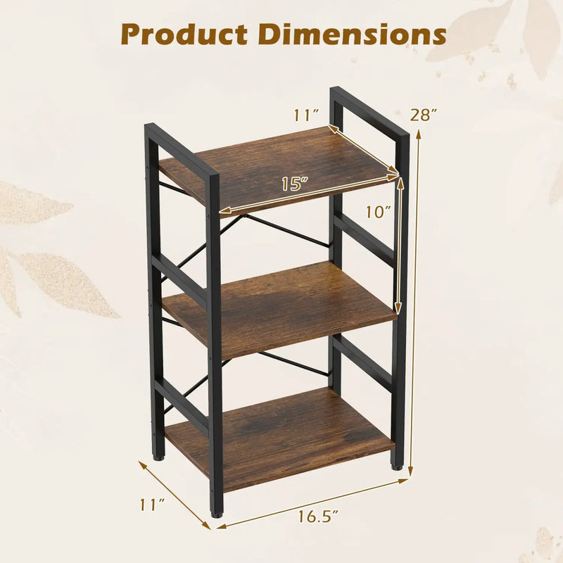 4-Tier Bookshelf with Metal Frame and Wooden Storage Racks for Study by DirectDeals