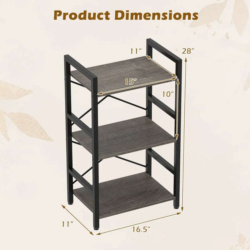 4-Tier Bookshelf with Metal Frame and Wooden Storage Racks for Study by DirectDeals