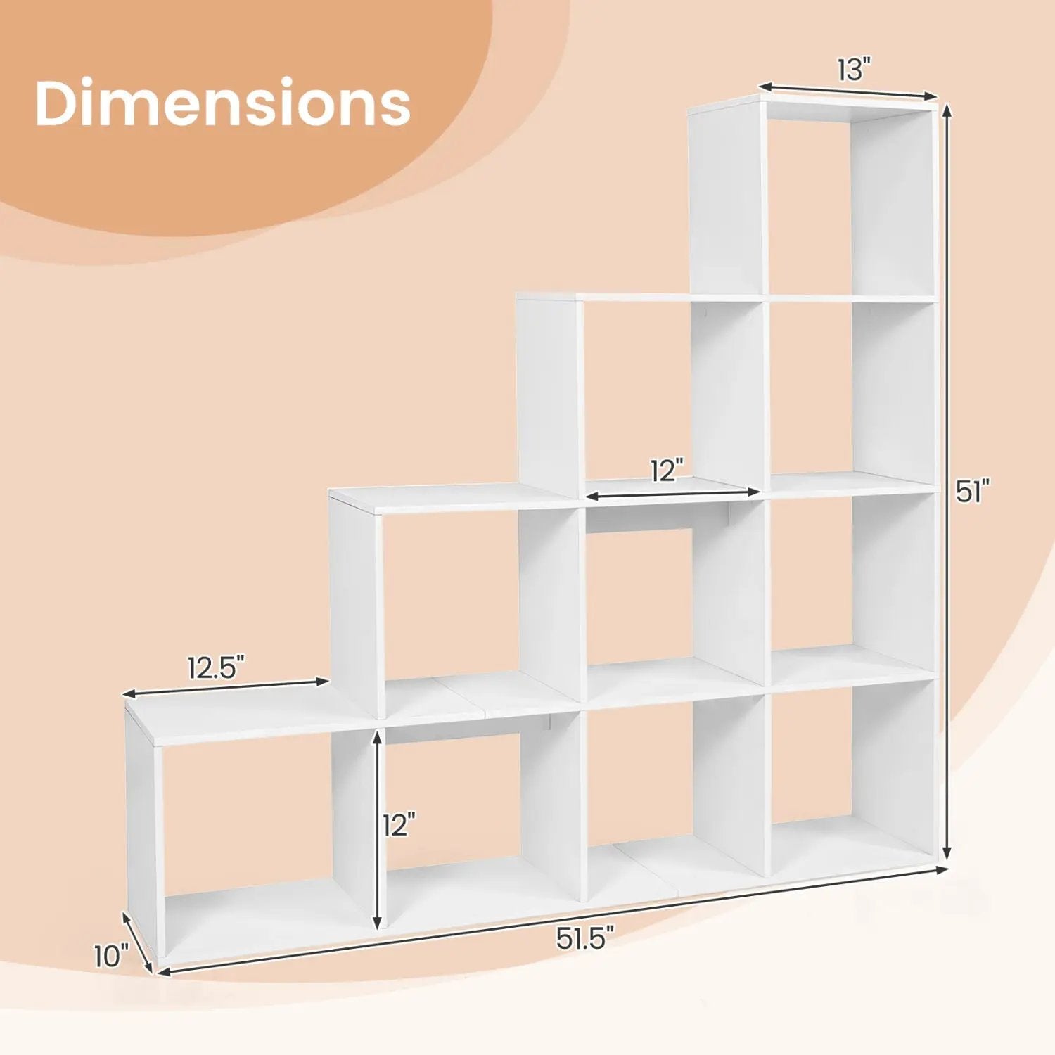 4-Tier Bookshelf with 10 Cube Storage and Anti-Tip Kit by DirectDeals