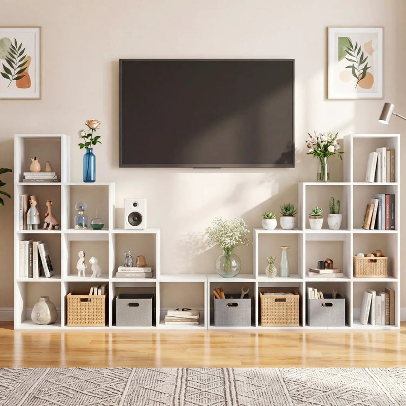4-Tier Bookshelf with 10 Cube Storage and Anti-Tip Kit by DirectDeals