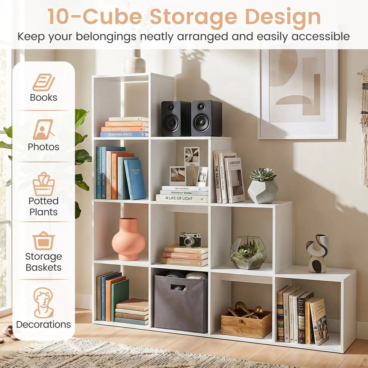 4-Tier Bookshelf with 10 Cube Storage and Anti-Tip Kit, photo 16 of 16