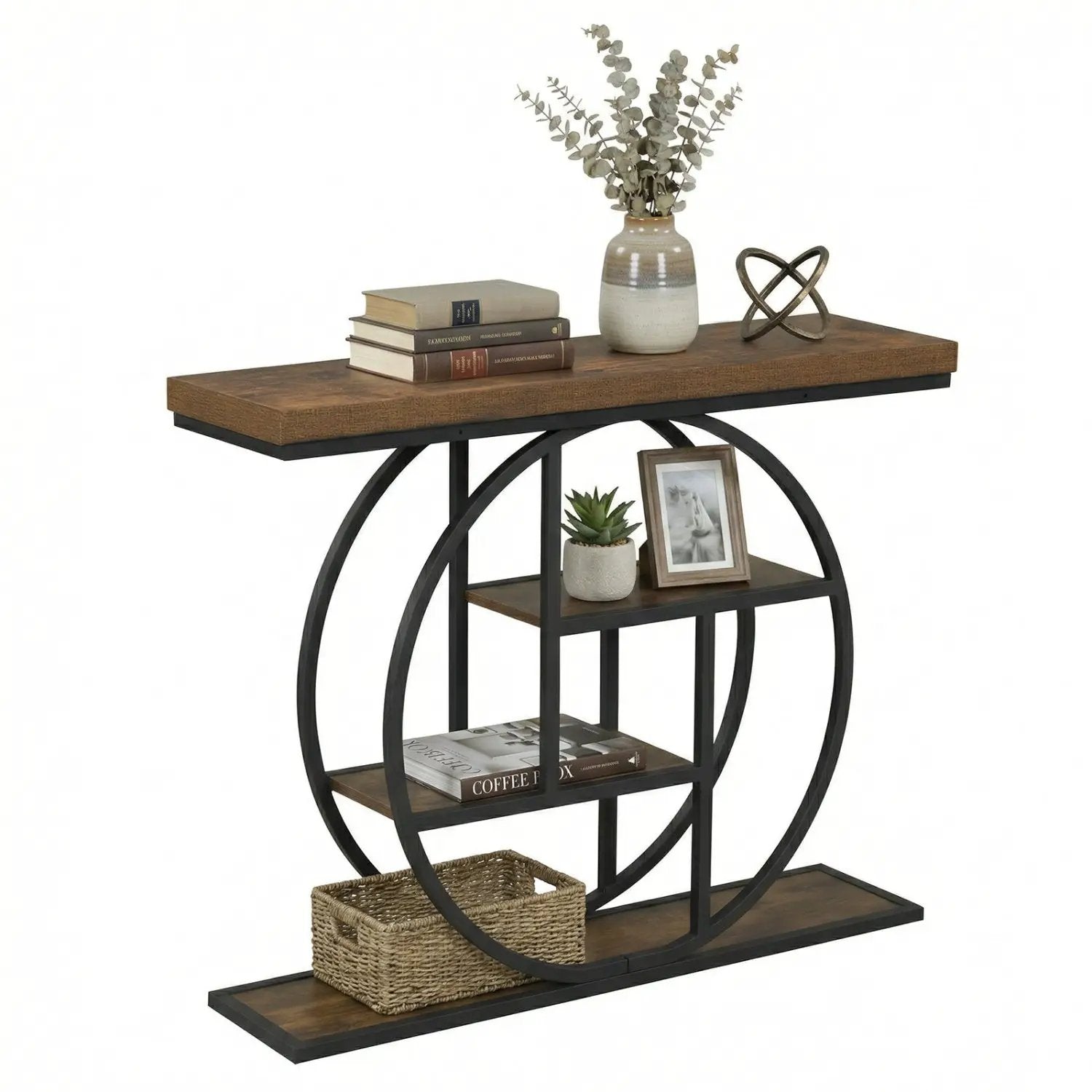 4-Tier Console Table 41 Inches Entryway Table with Storage Shelves by DirectDeals