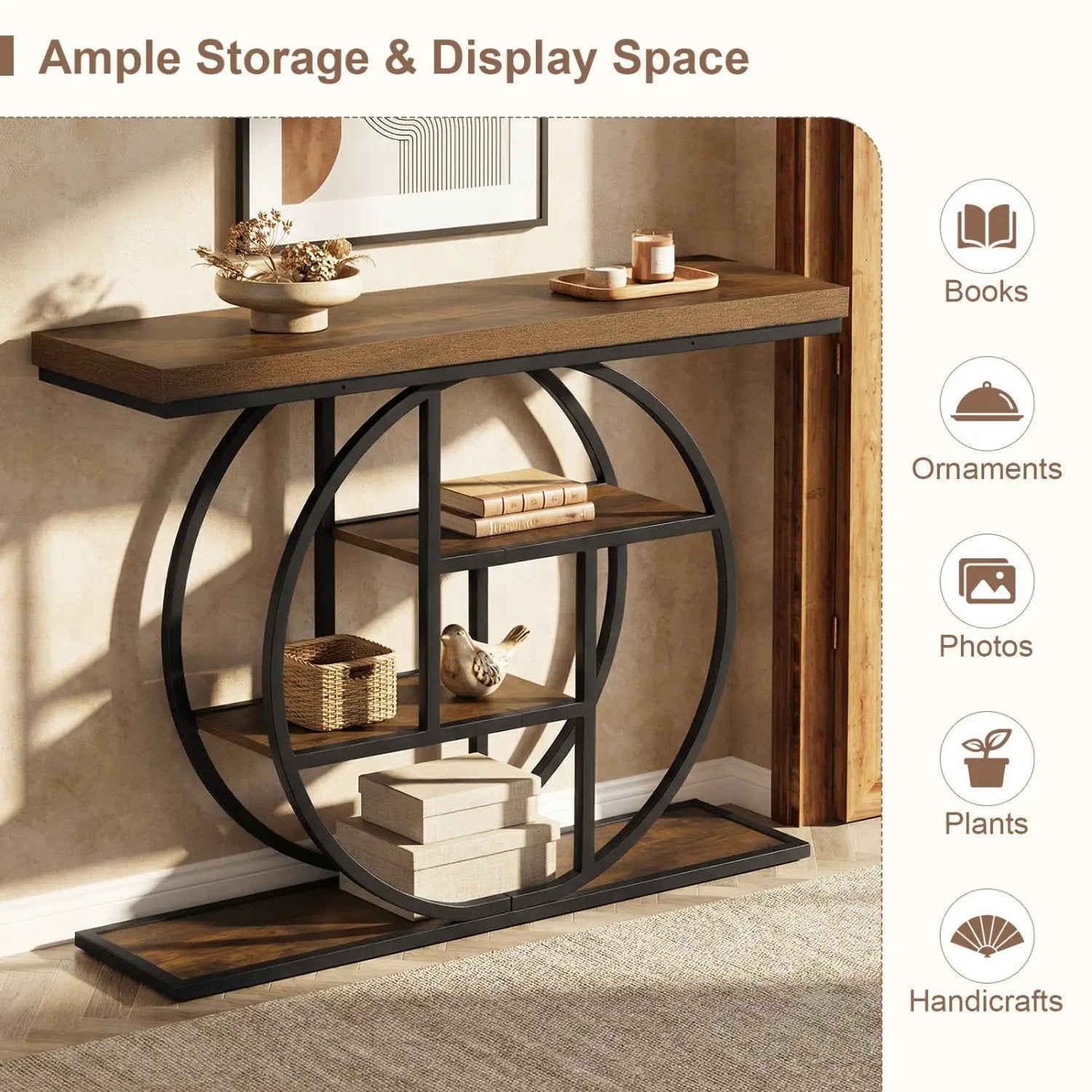 4-Tier Console Table 41 Inches Entryway Table with Storage Shelves by DirectDeals