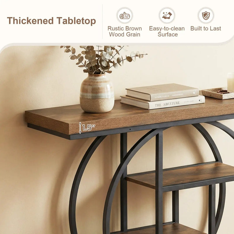 4-Tier Console Table 41 Inches Entryway Table with Storage Shelves by DirectDeals