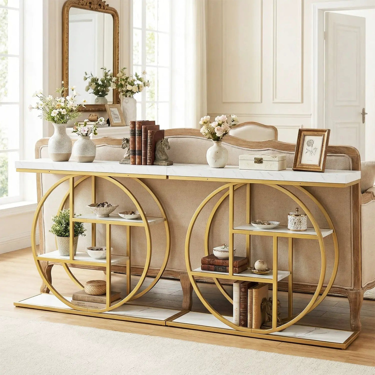 4-Tier Console Table 41 Inches Entryway Table with Storage Shelves, photo 6 of 16