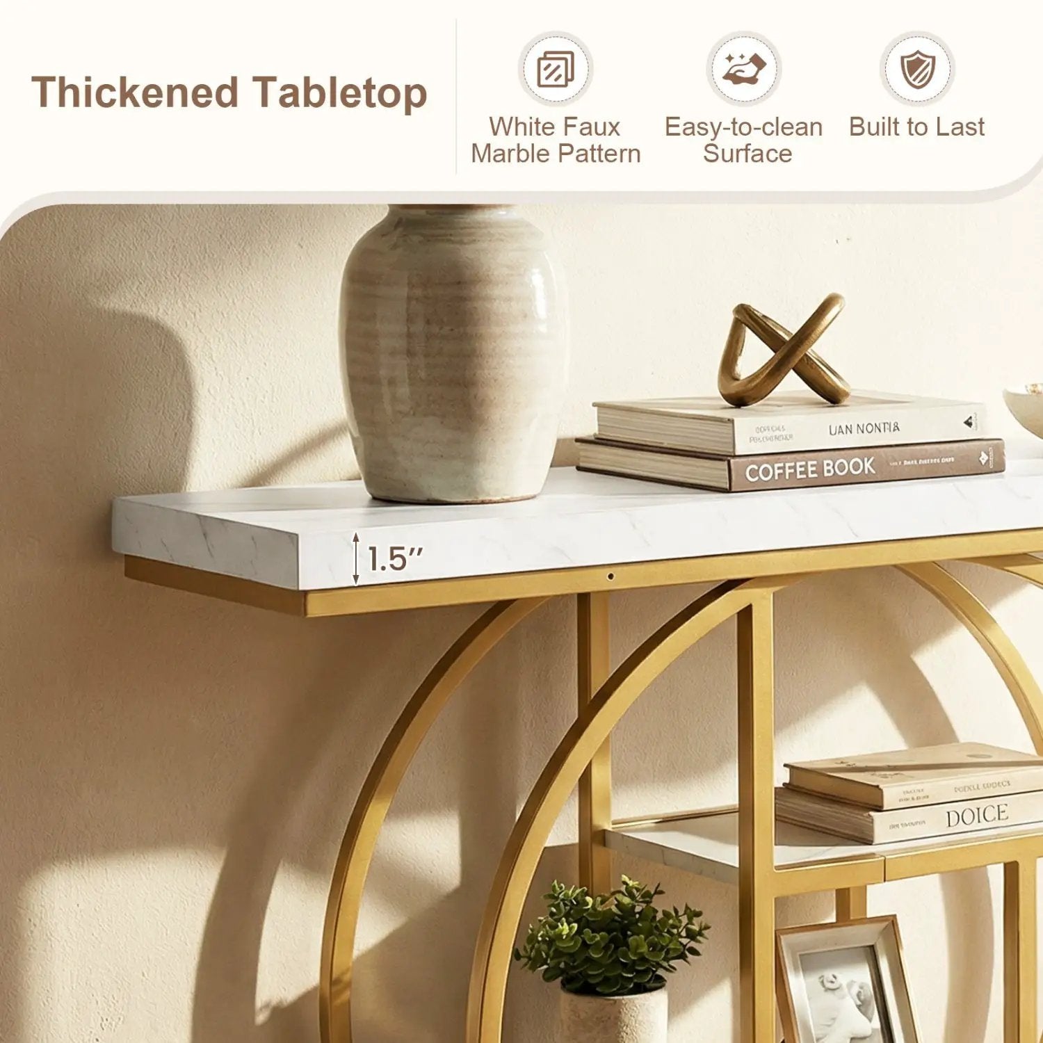 4-Tier Console Table 41 Inches Entryway Table with Storage Shelves by DirectDeals