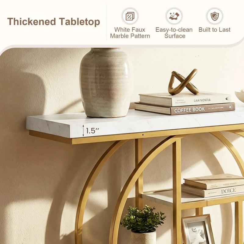 4-Tier Console Table 41 Inches Entryway Table with Storage Shelves by DirectDeals