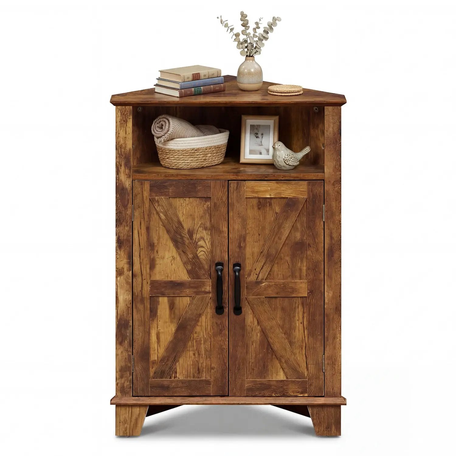 4-Tier Corner Storage Cabinet with Open Shelf by DirectDeals