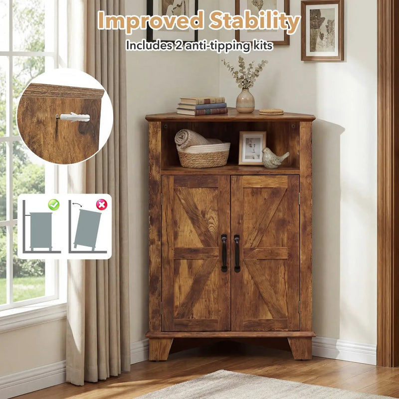 4-Tier Corner Storage Cabinet with Open Shelf by DirectDeals