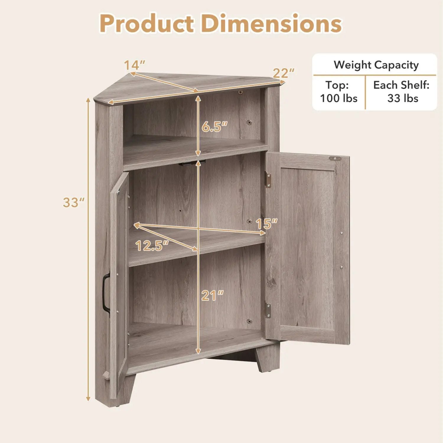 4-Tier Corner Storage Cabinet with Open Shelf by DirectDeals