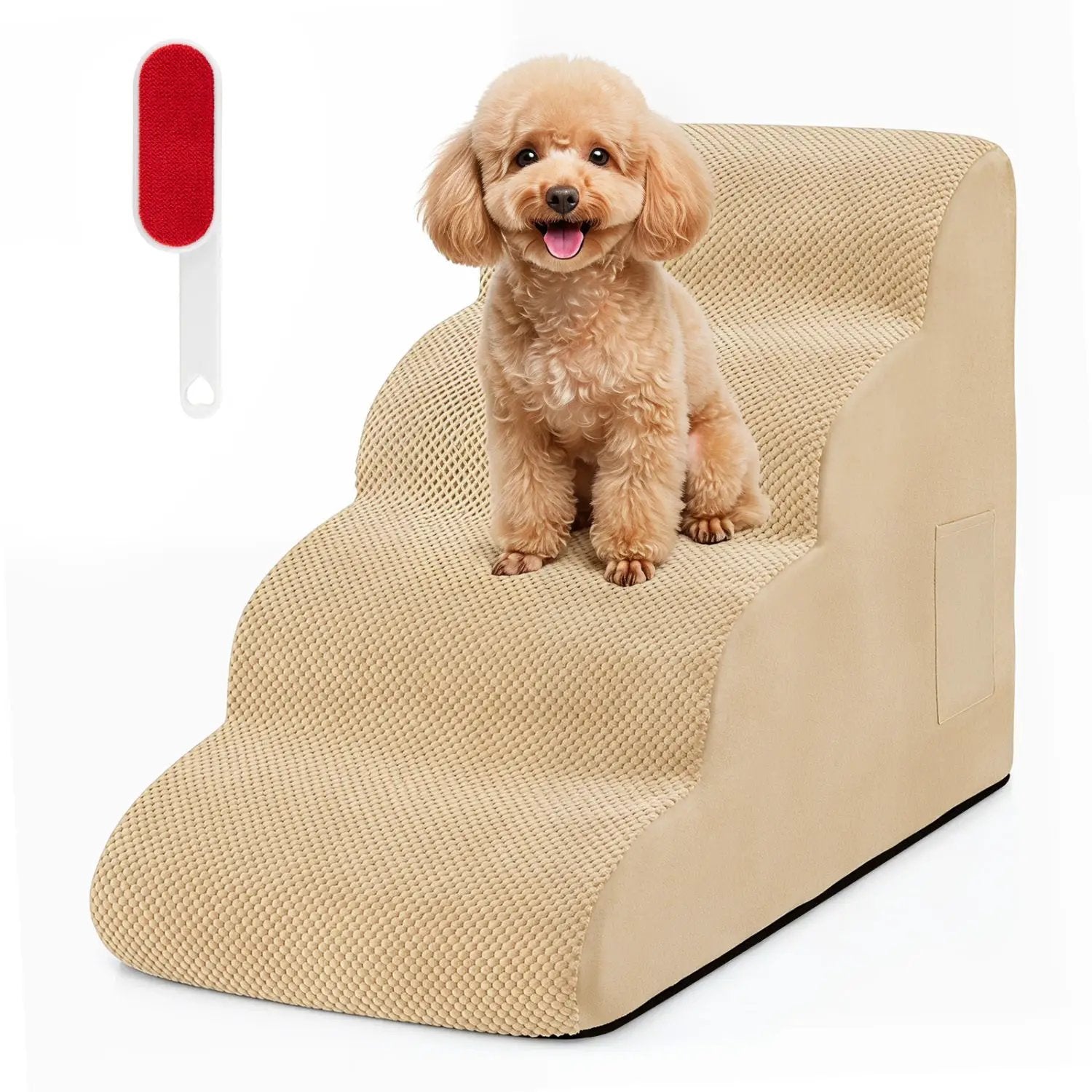 4-Tier Foam Dog Steps with Non-Slip Surface & Washable Cover by DirectDeals