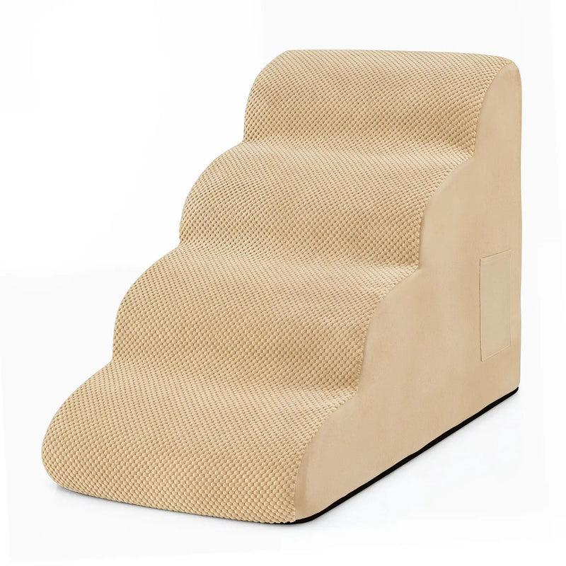 4-Tier Foam Dog Steps with Non-Slip Surface & Washable Cover by DirectDeals