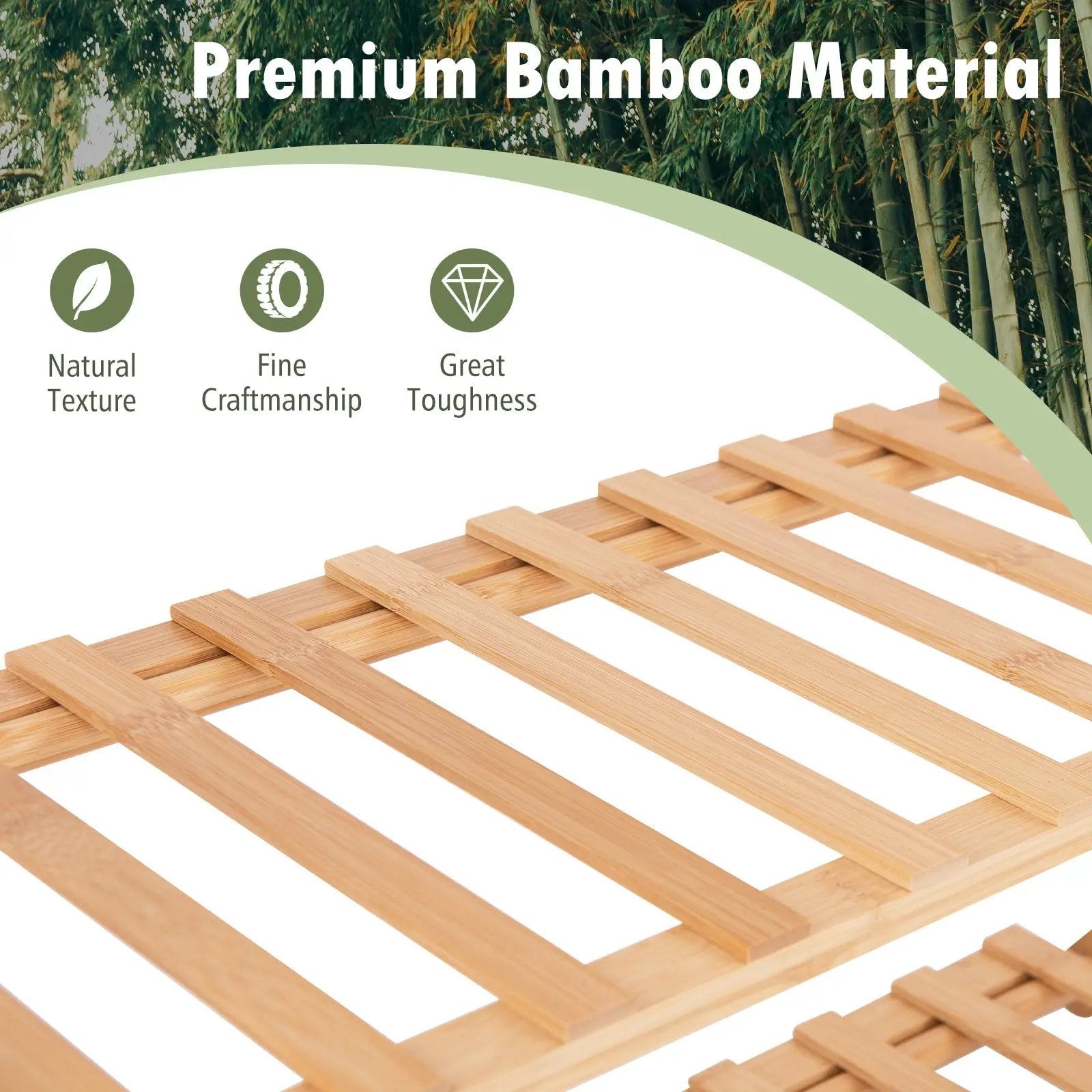 4-Tier Foldable Bamboo Shoe Rack with Slatted Shelves-Natural by DirectDeals