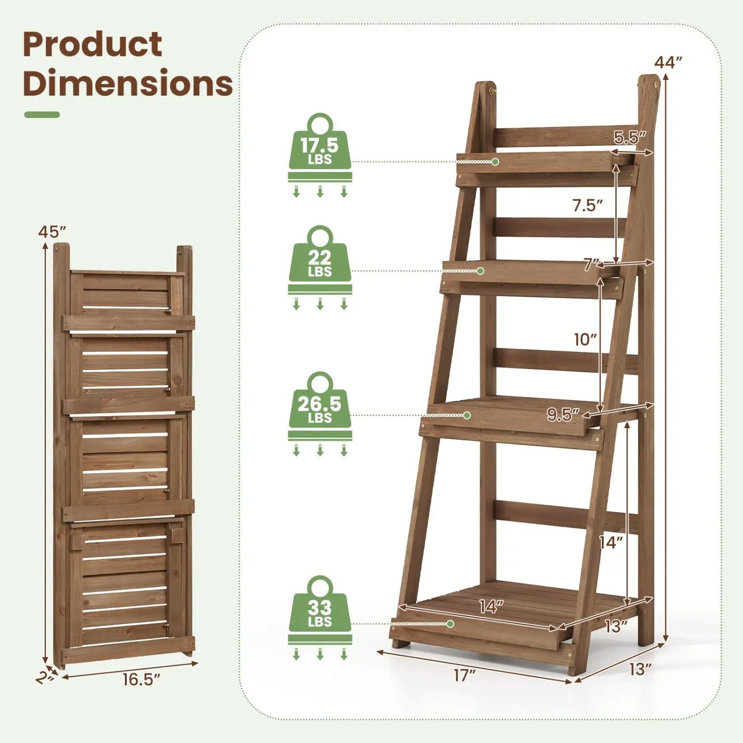 4-Tier Foldable Plant Stand with Slatted Shelves by DirectDeals