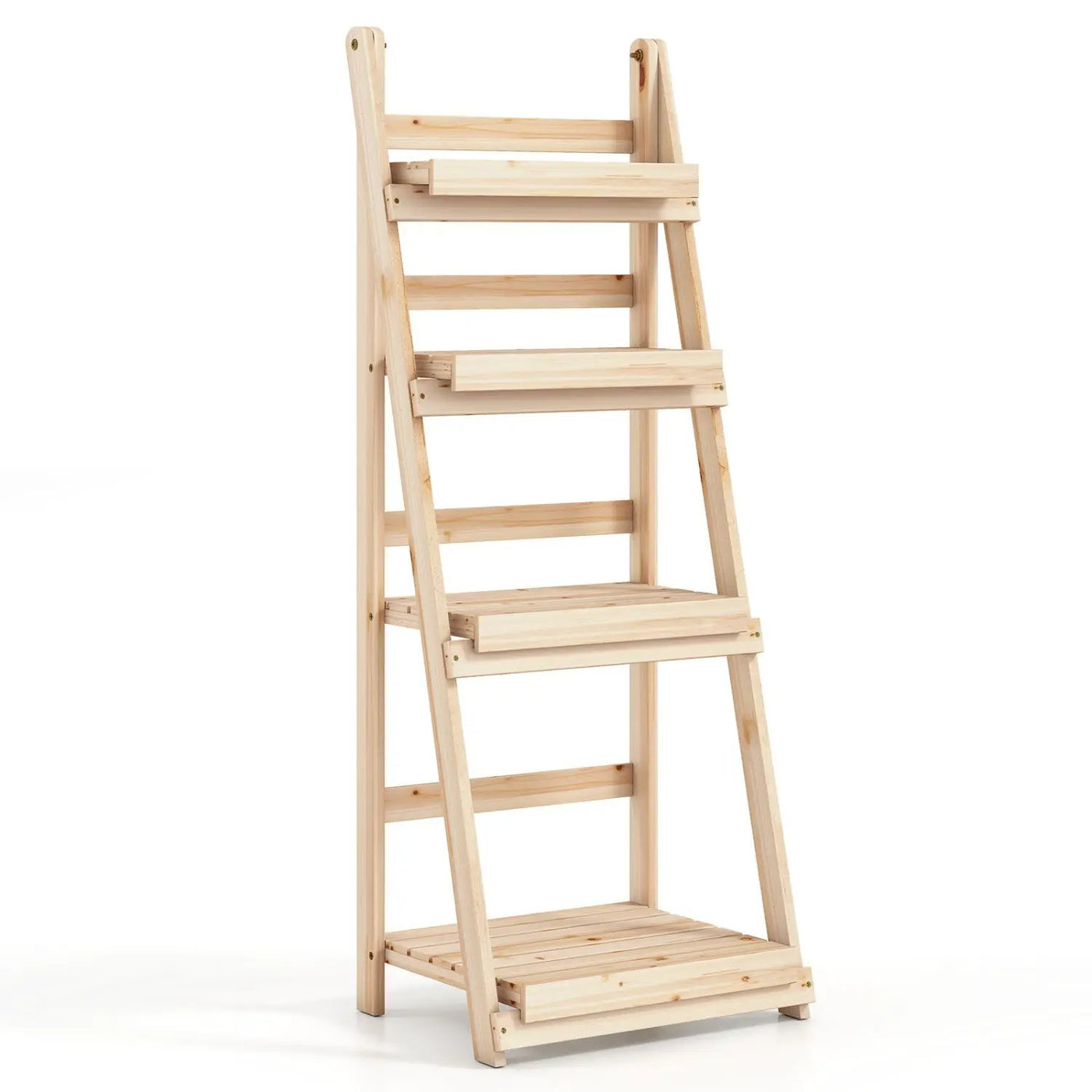 4-Tier Foldable Plant Stand with Slatted Shelves by DirectDeals