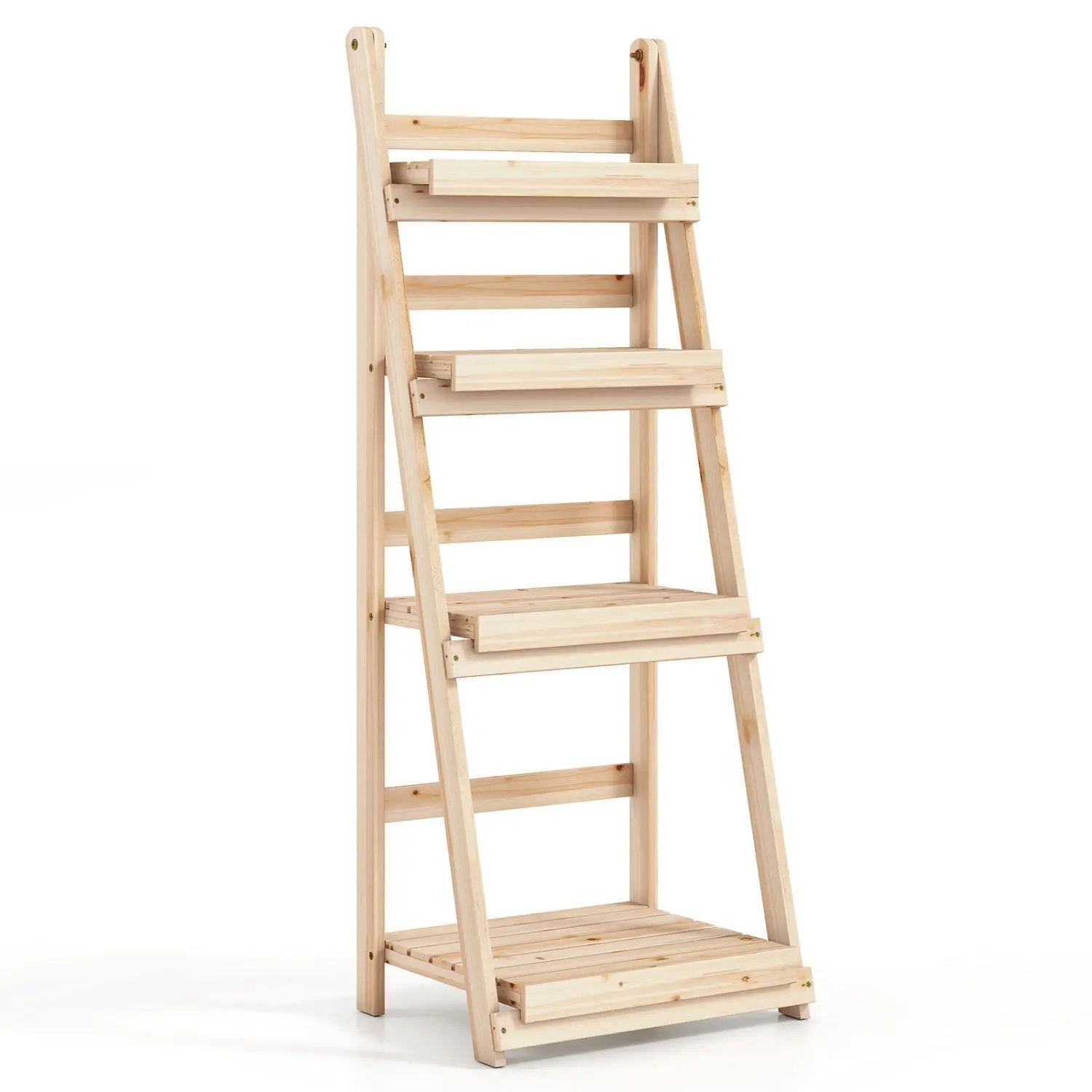 4-Tier Foldable Plant Stand with Slatted Shelves by DirectDeals