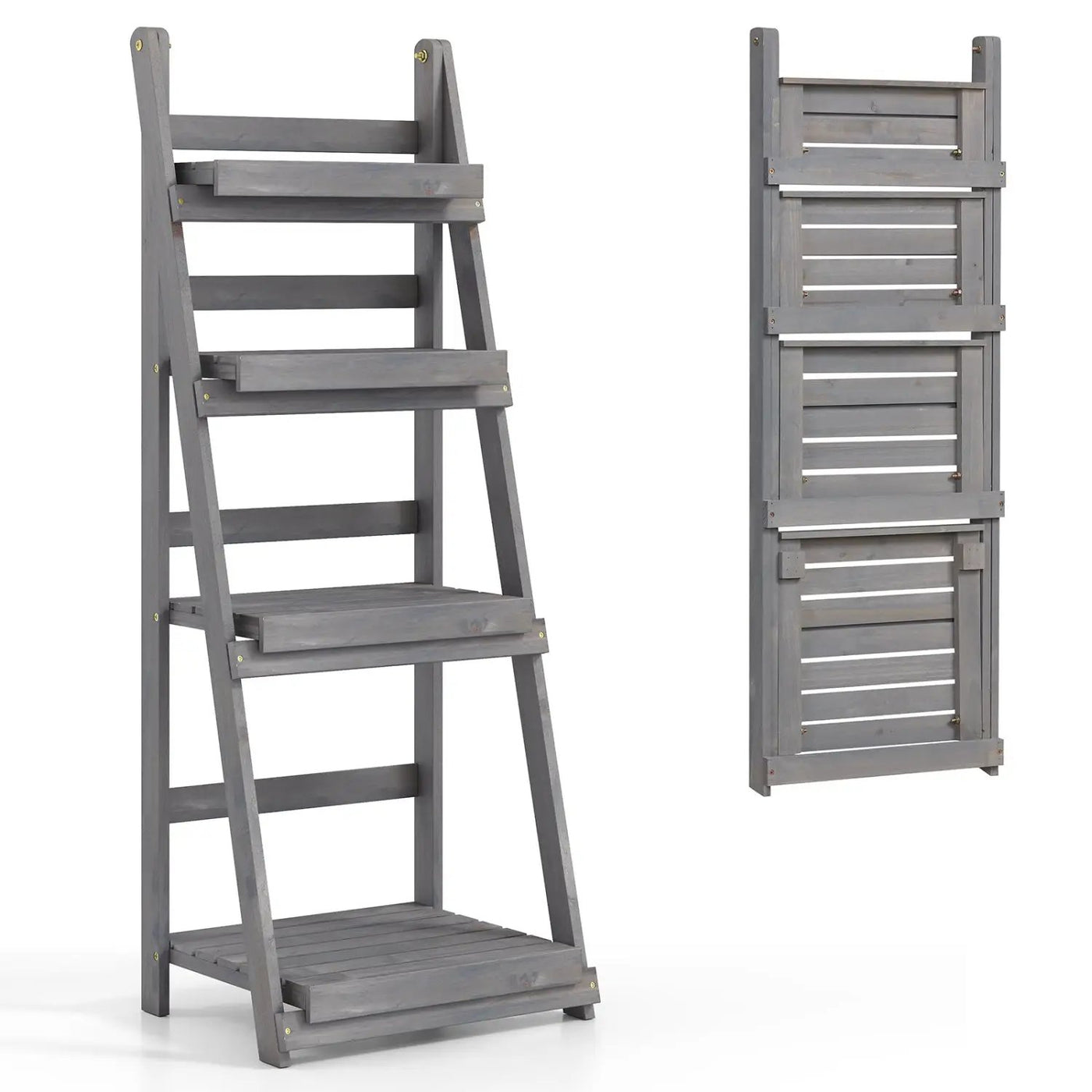 4-Tier Foldable Plant Stand with Slatted Shelves by DirectDeals