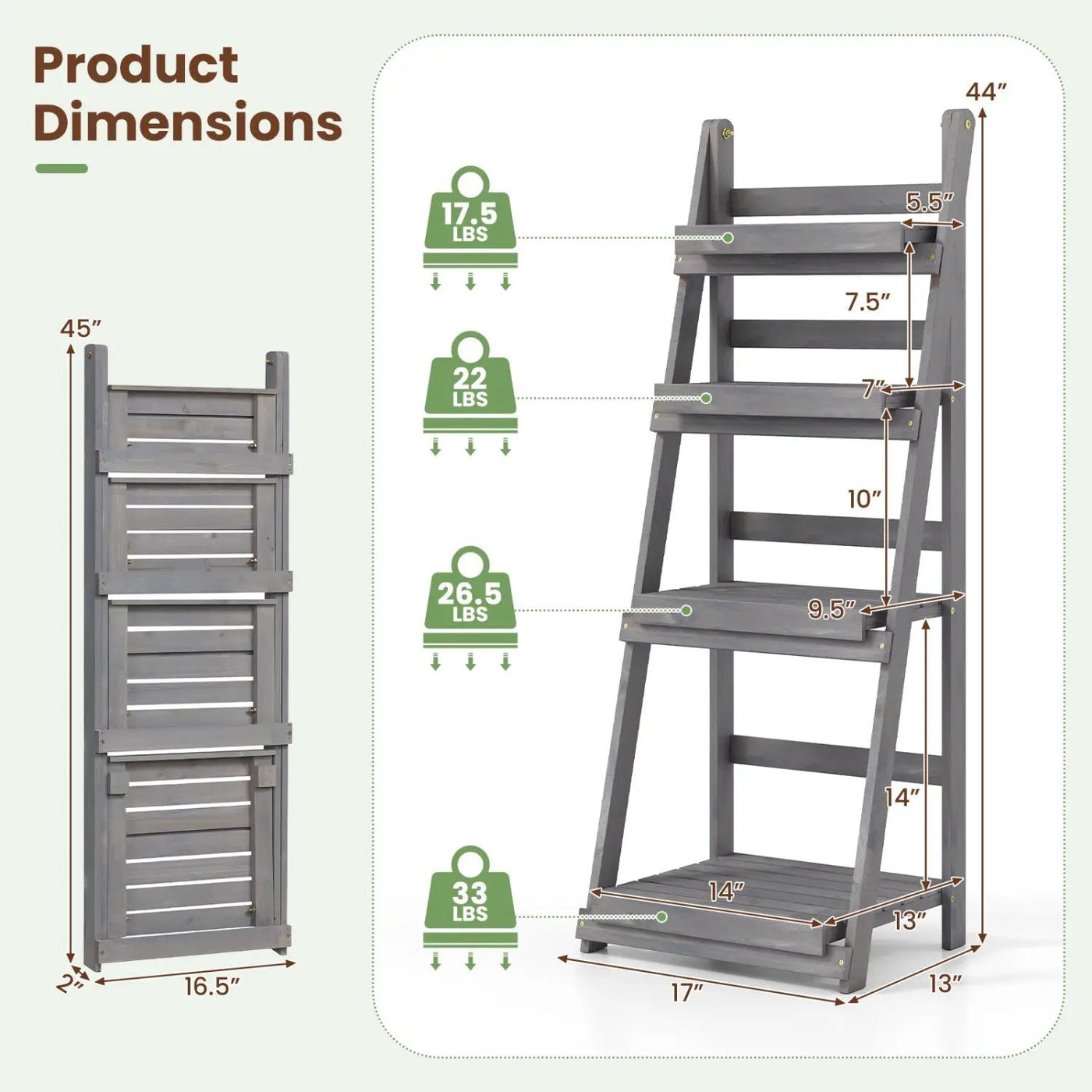 4-Tier Foldable Plant Stand with Slatted Shelves by DirectDeals