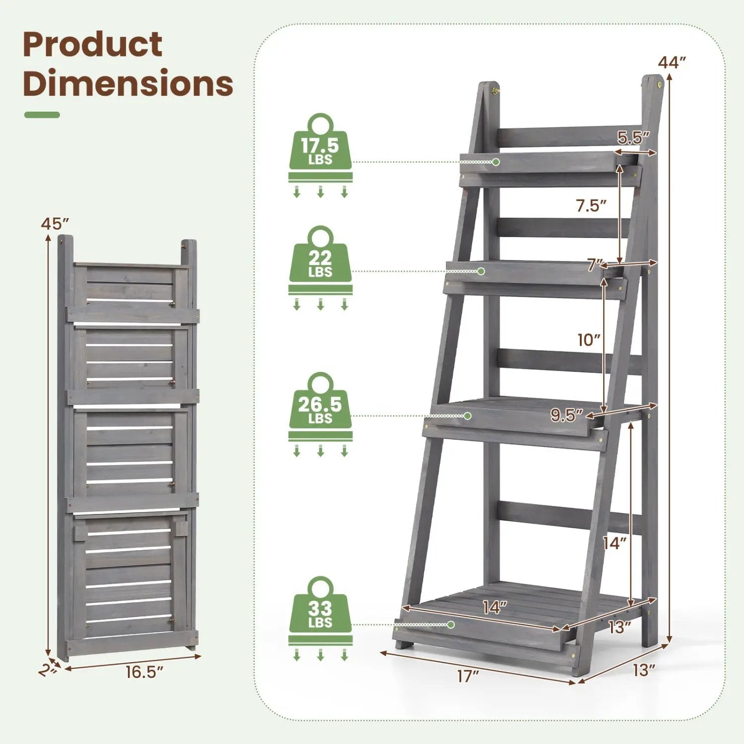 4-Tier Foldable Plant Stand with Slatted Shelves by DirectDeals