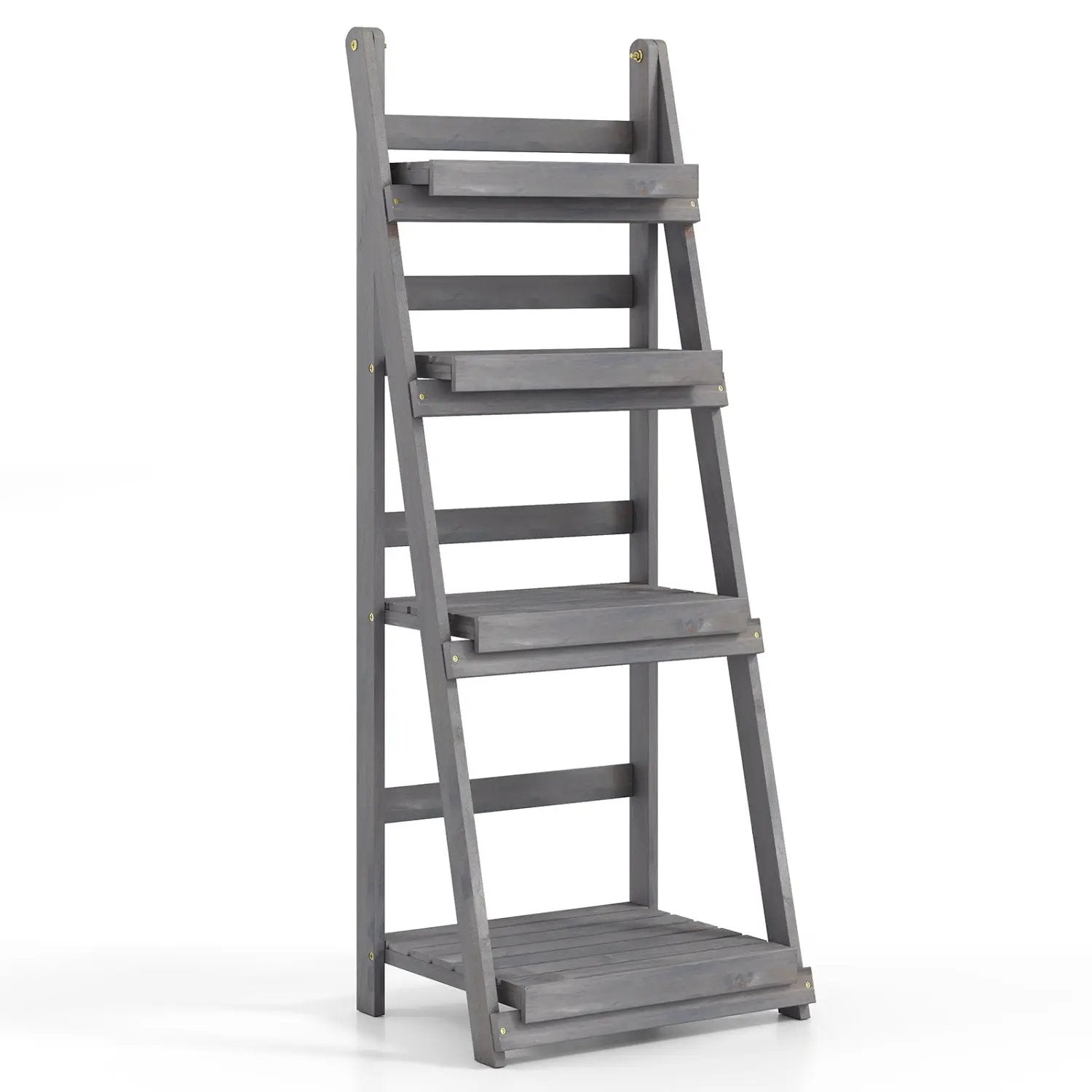 4-Tier Foldable Plant Stand with Slatted Shelves by DirectDeals
