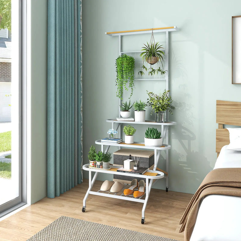 4-Tier Hanging Plant Stand with Hanging Bar by DirectDeals