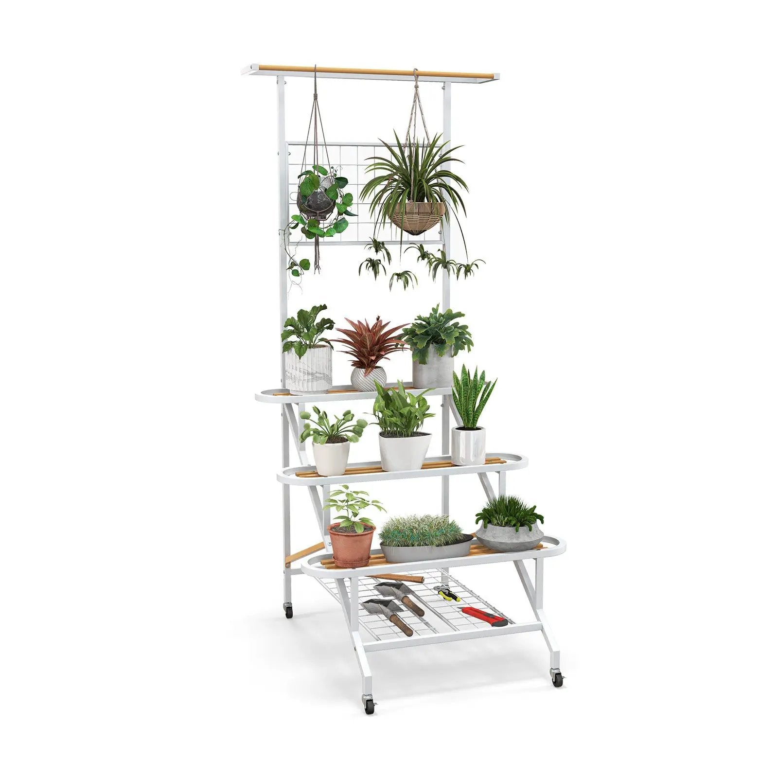 4-Tier Hanging Plant Stand with Hanging Bar by DirectDeals
