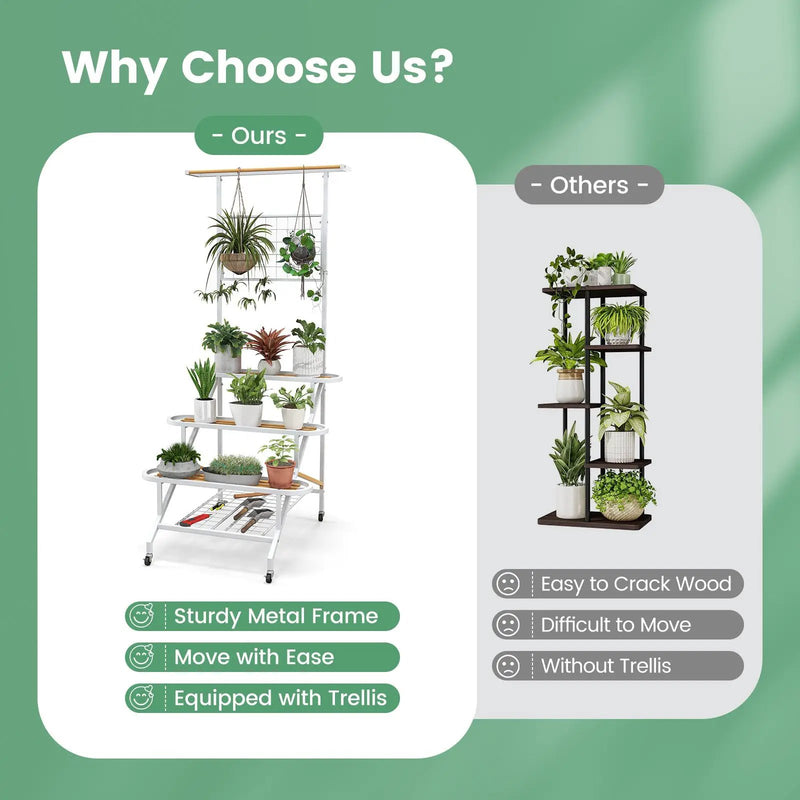 4-Tier Hanging Plant Stand with Hanging Bar by DirectDeals