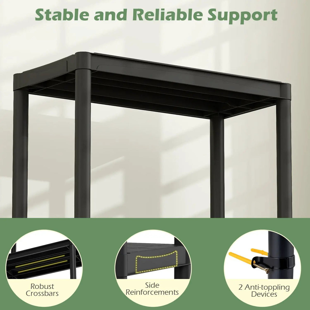 4-Tier Heavy-Duty Plastic Storage Shelves Freestanding Garage Shelving Unit, photo 20 of 24