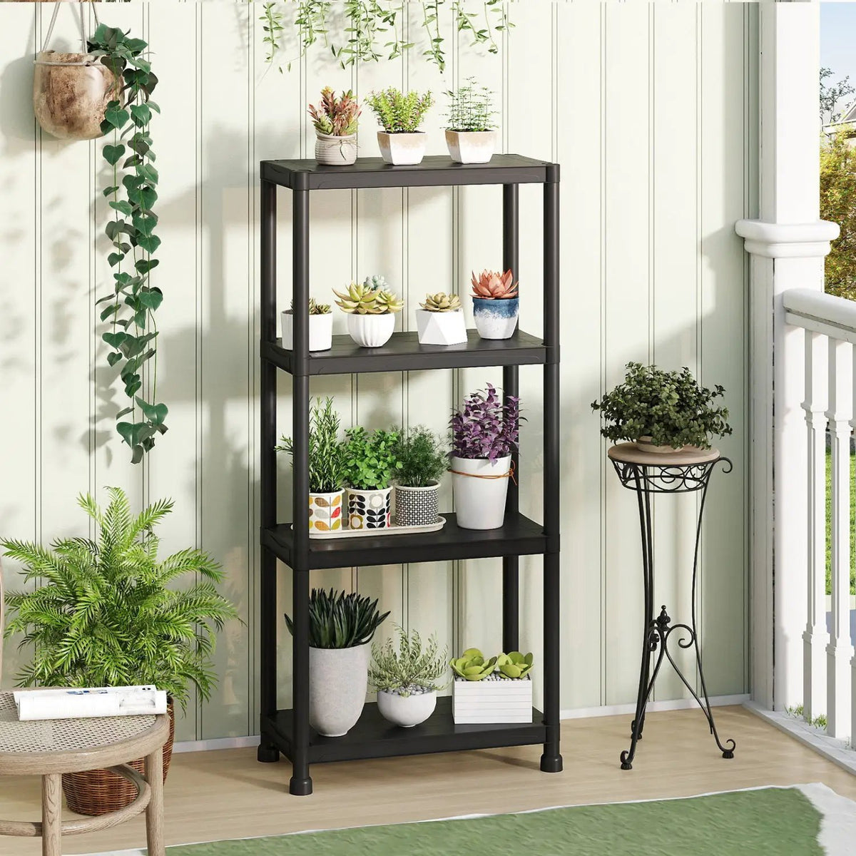 4-Tier Heavy-Duty Plastic Storage Shelves Freestanding Garage Shelving Unit