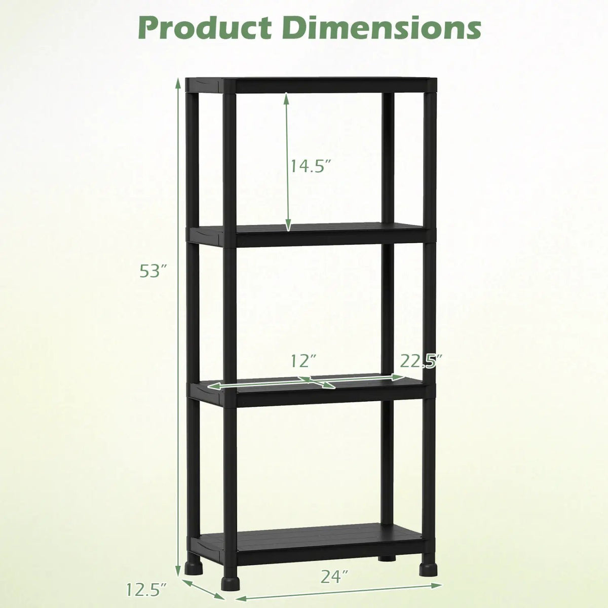 4-Tier Heavy-Duty Plastic Storage Shelves Freestanding Garage Shelving Unit, photo 10 of 24