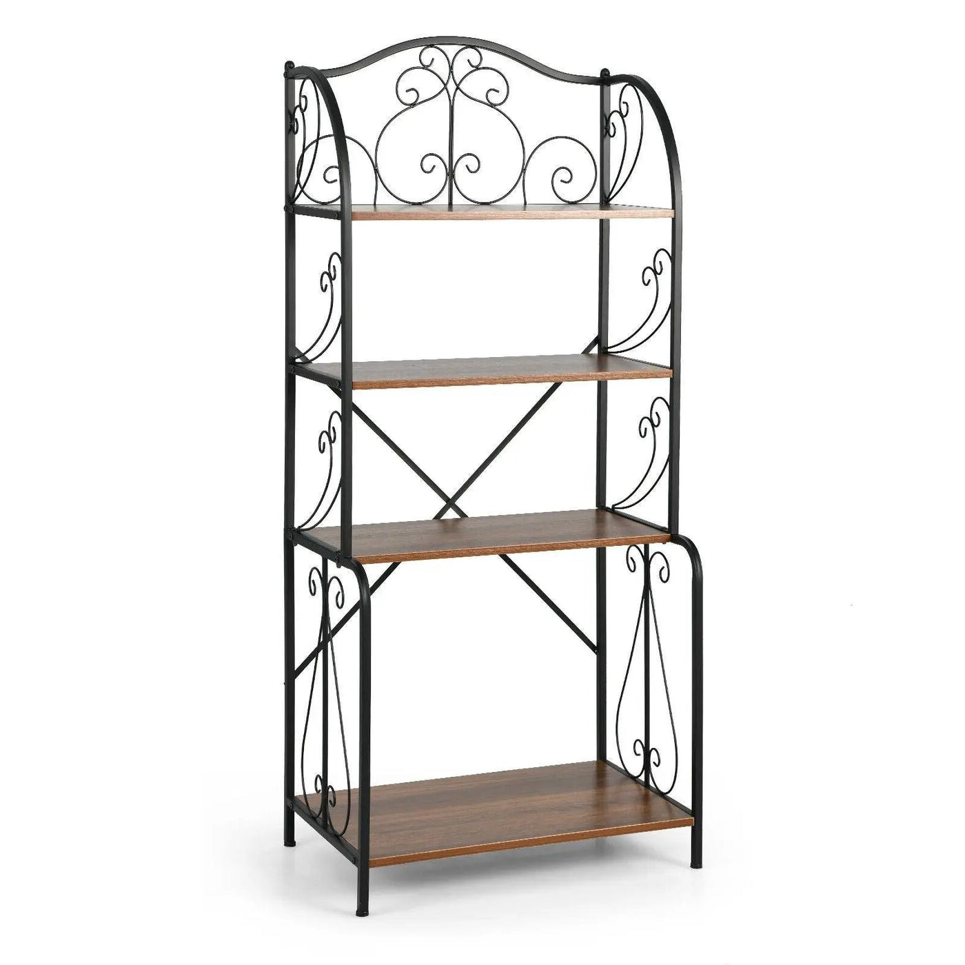 4-Tier Industrial Kitchen Baker's Rack with Open Shelves and X-Bar by DirectDeals