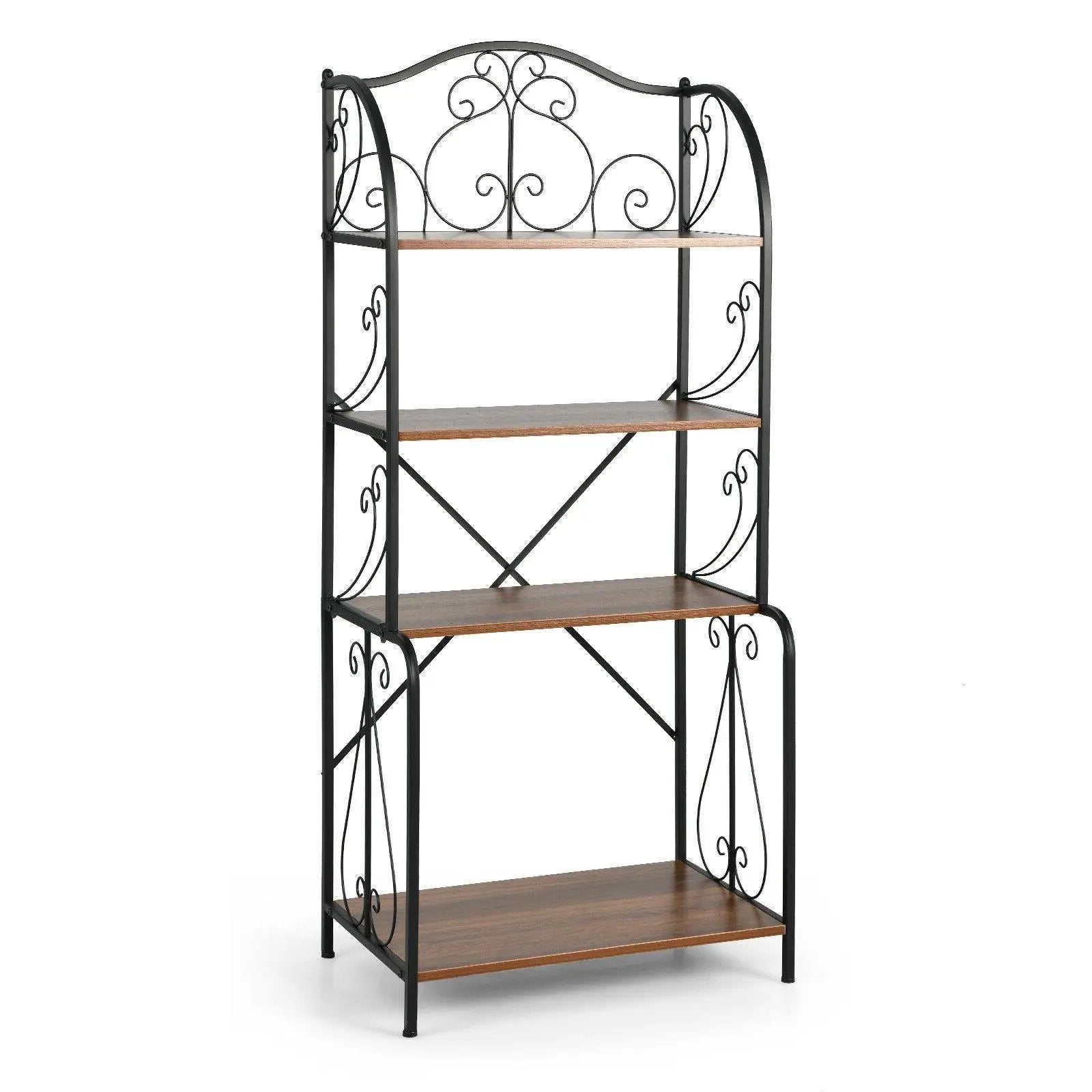 4-Tier Industrial Kitchen Baker's Rack with Open Shelves and X-Bar by DirectDeals