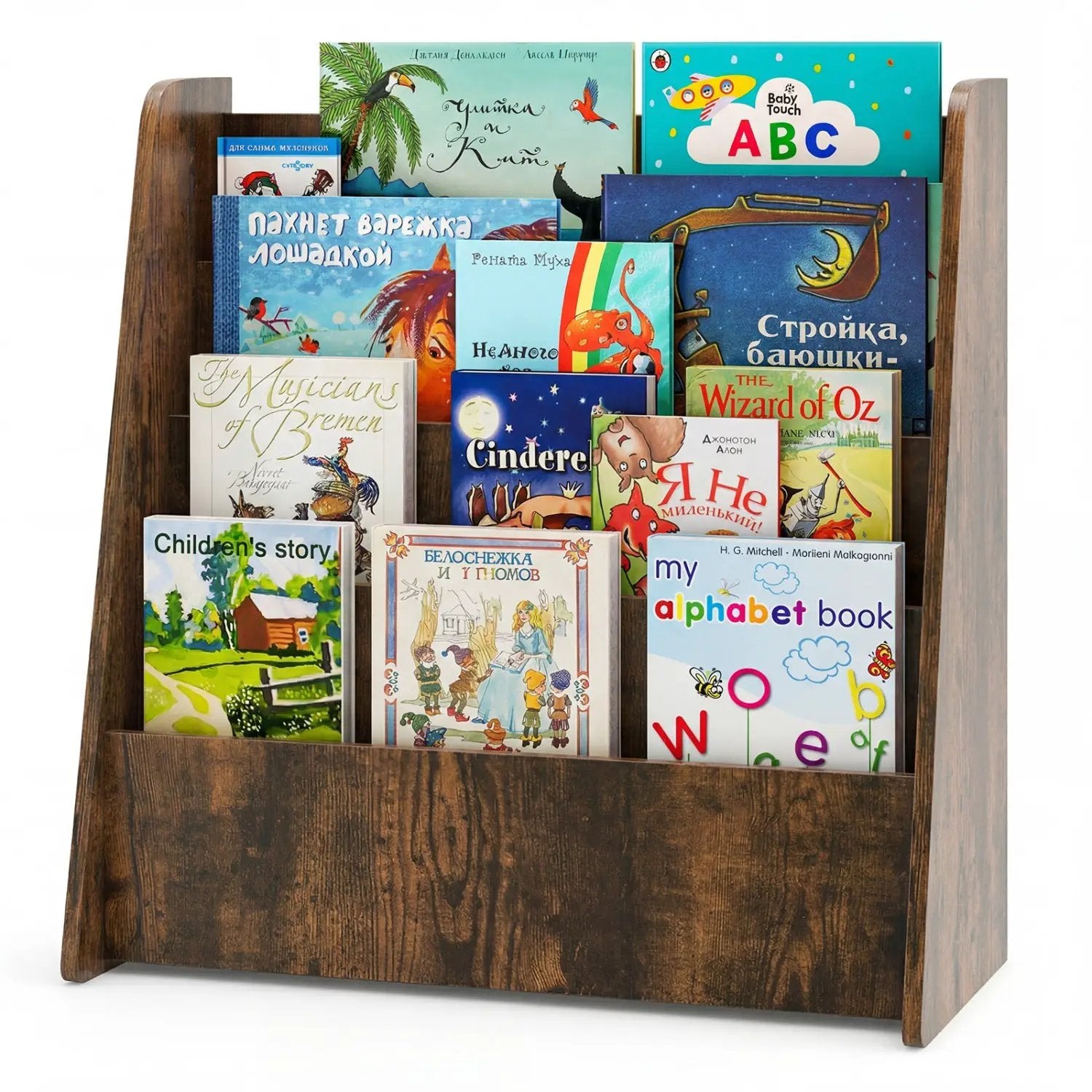 4-Tier Kids Bookshelf with Deep Compartments for Bedroom by DirectDeals