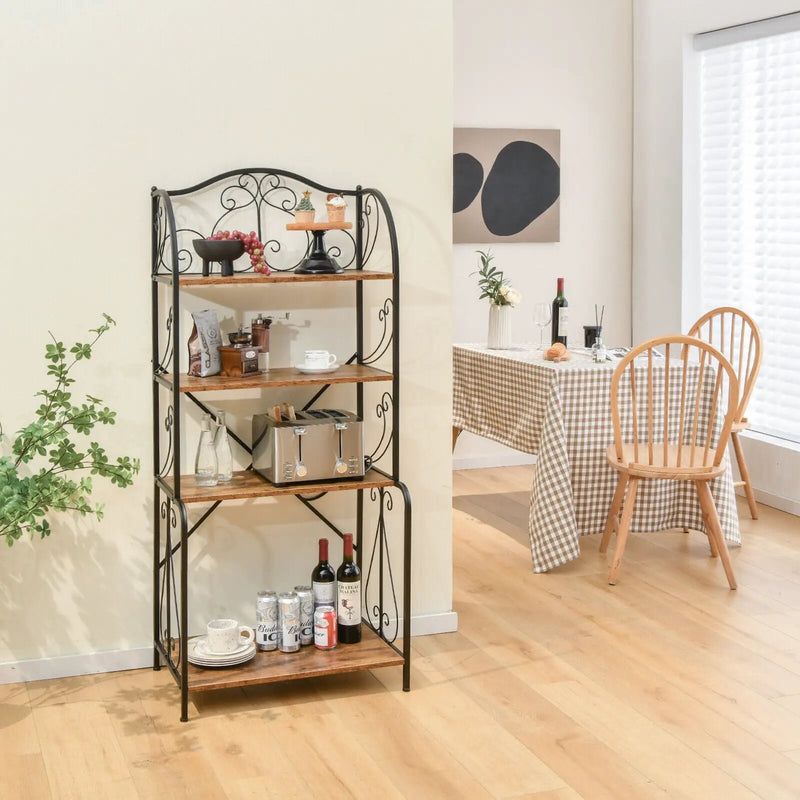4-Tier Industrial Kitchen Baker's Rack with Open Shelves and X-Bar by DirectDeals