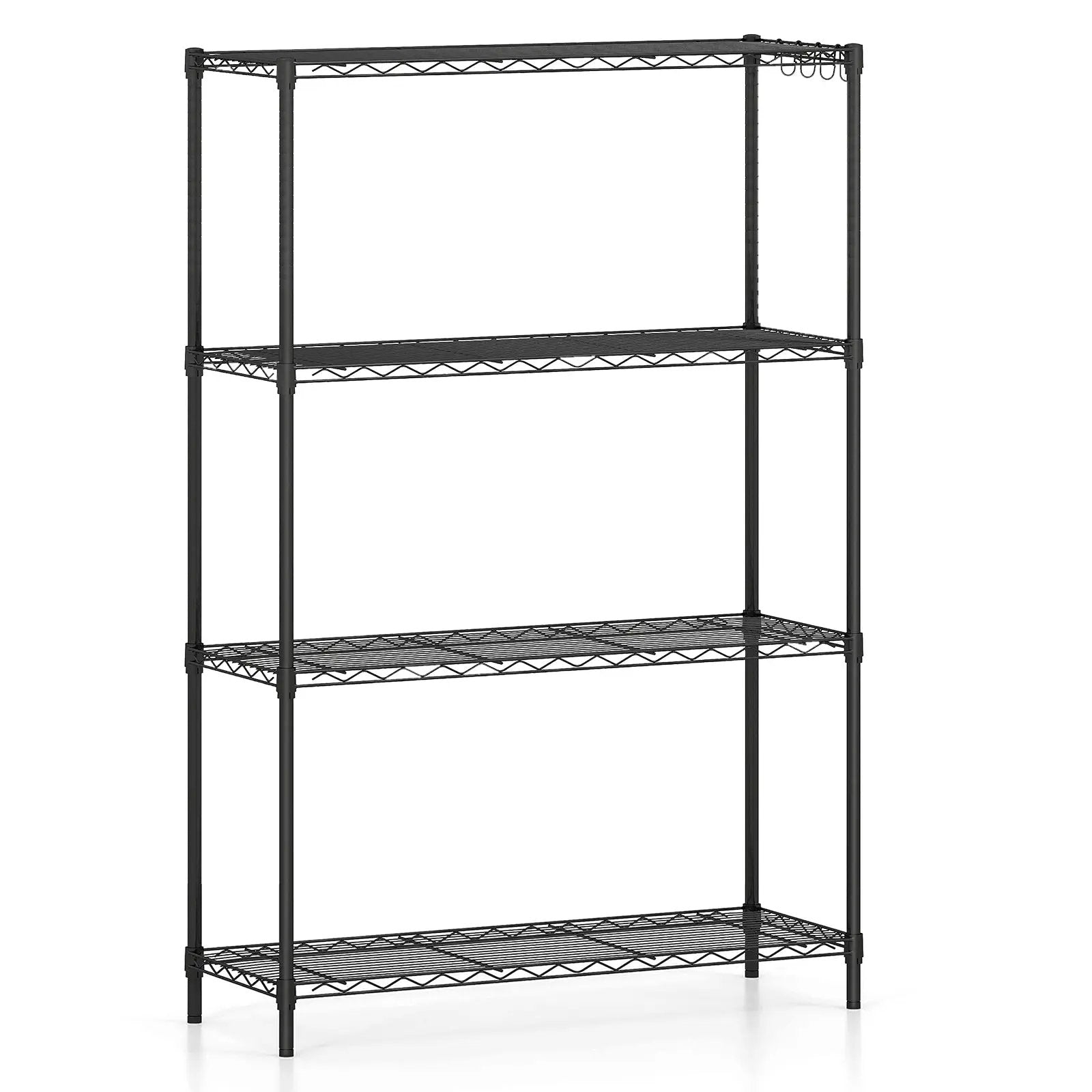 4-Tier Metal Storage Shelving Unit with V-Shaped Wire Rack and 1000 LBS Capacity-Black by DirectDeals