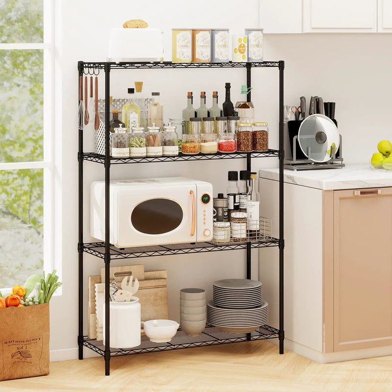 4-Tier Metal Storage Shelving Unit with V-Shaped Wire Rack and 1000 LBS Capacity-Black by DirectDeals